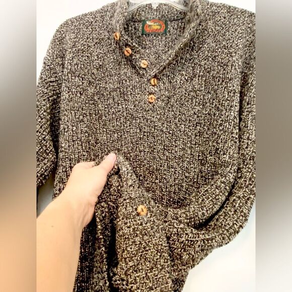 Alps heavy thick knit winter sweater size XL in brown, black, and off-white. - Picture 3 of 8